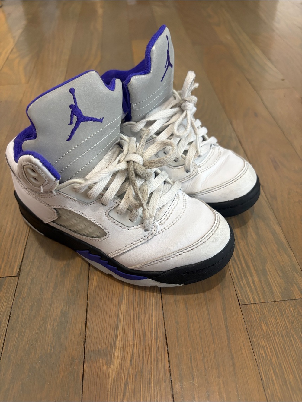 Jordan Kids White and Purple Sneakers 12c